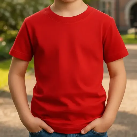 Polera De Niño Manga Corta Cuello Redondo Algodon Premium