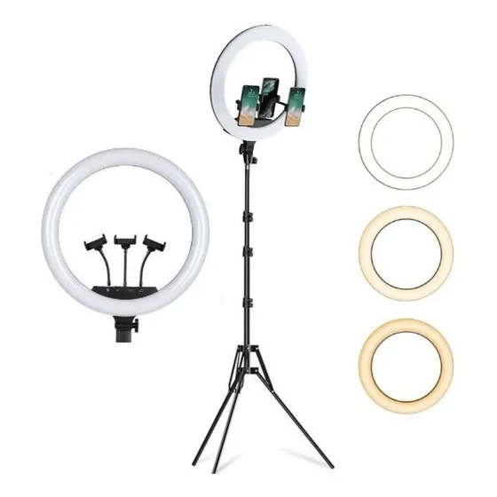 Aro De Luz Led 18   Con Trípode 200cm Blanco