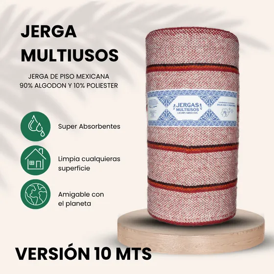 Rollo De Jerga 50 Cm X 10 Mts Rojo