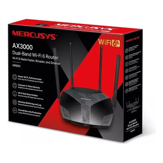 Router Dual Band Gigabit Wifi 6 Mr80x Ax3000 Mercusys