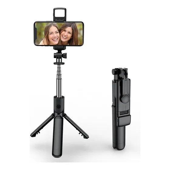 Palo Tripie Telefono Selfie Stick Con Control Remoto Bluetooth Y Luz De Relleno Tripode Retráctil Se Puede Utilizar Para Filmación Videografía Y Transmisión En Vivo Con Teléfonos Negro