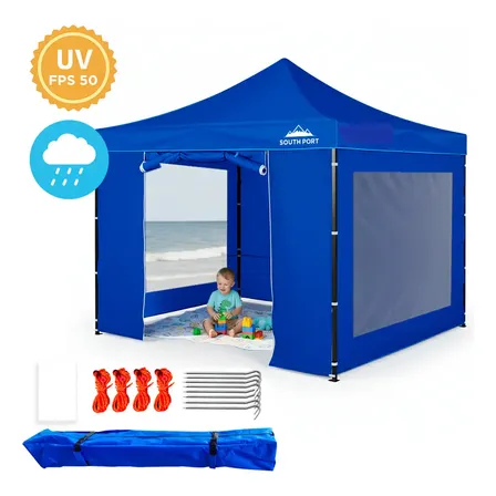 Gazebo Gadnic 3x3 Plegable Impermeable Uso Temporal Toldo Con Paredes Y Puerta Cierre Relampago