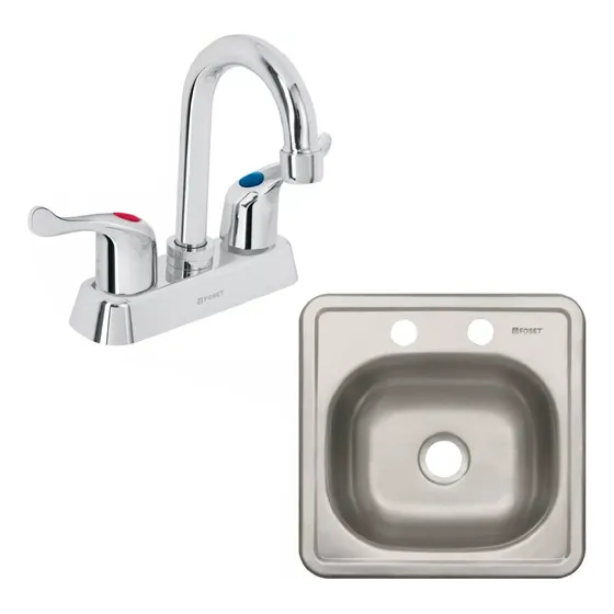 Kit Mezcladora P/lavabo 45513 + Tarja 38x38 Cm 49208