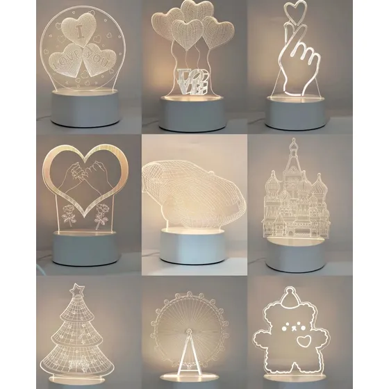Lamparas 3d Luces Led Diseños Variados En Acrilico