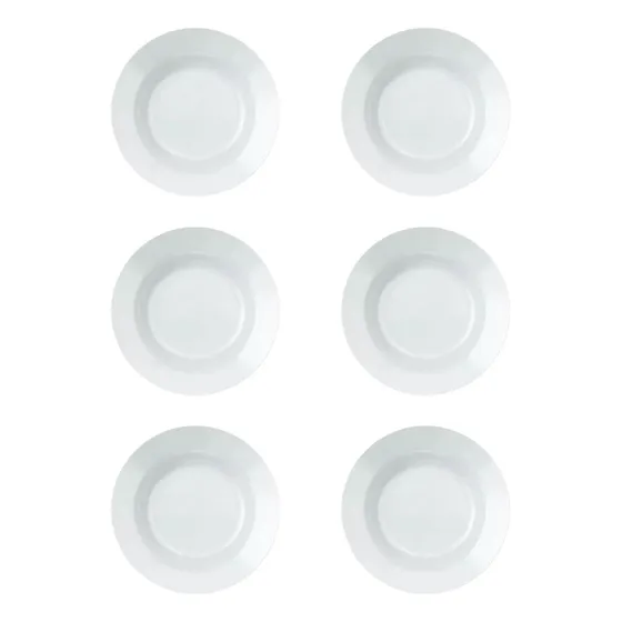 Jogo De Pratos Fundos 6 Peças Branco Duralex Opaline Vidro