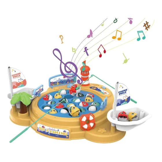 Juego De Pesca Magnetica Giratorio Musical Con Luz 21 Peces