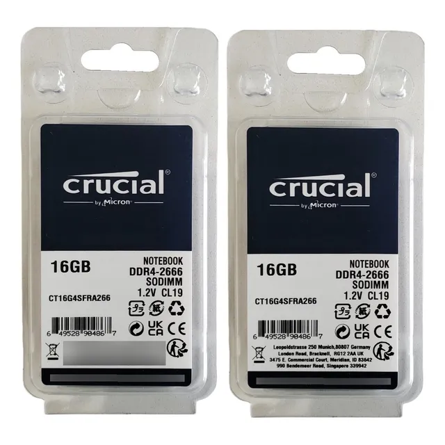 Memoria Ram Crucial 32gb Kit (2 X 16gb) Ddr4 2666mhz Sodimm