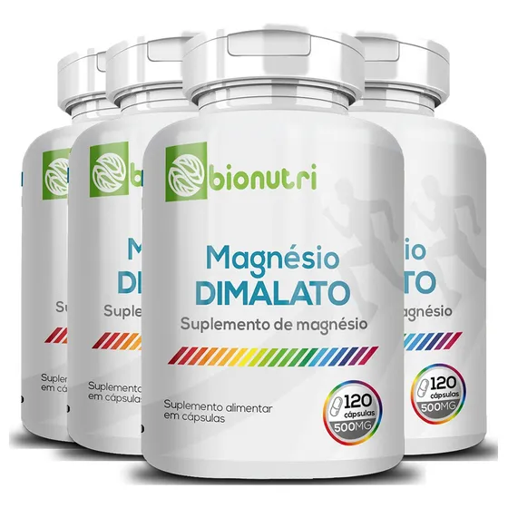 Kit 4x Magnésio Dimalato 120 Cápsulas 500mg - Bionutri -puro