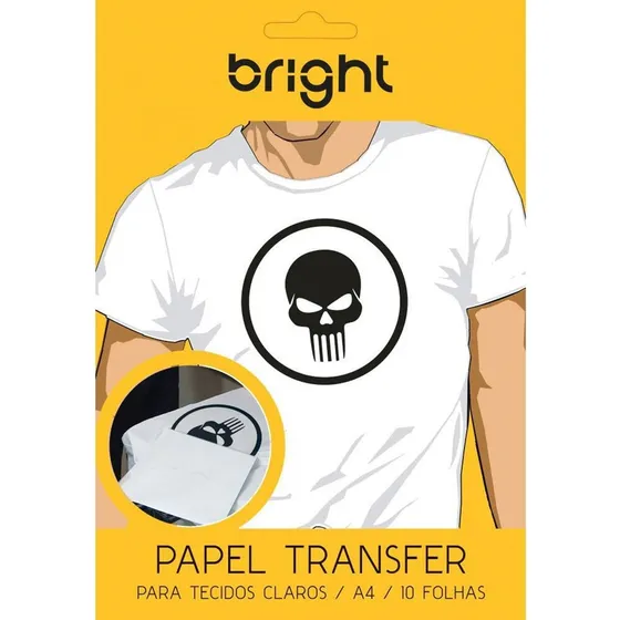 Papel Transfer A4 Para Tecidos Claros Bright 10 Folhas Cor Branco