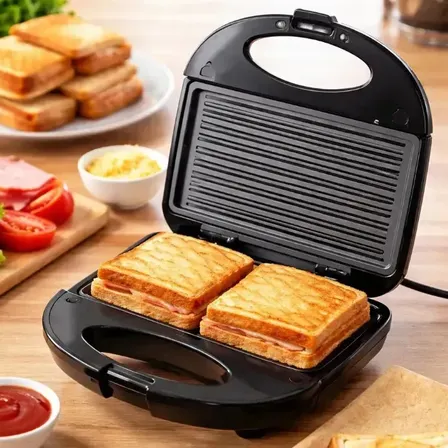 Sanduicheira Elétrica Grill Elétrica Torradeira Antiaderente Preto