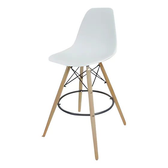 Silla Cafetería Barra Alta Eames Patas De Madera