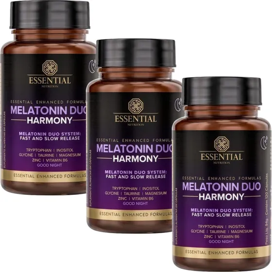 Kit 3 Melatonina Duo Harmony Essential 120 Cápsulas Sabor 0