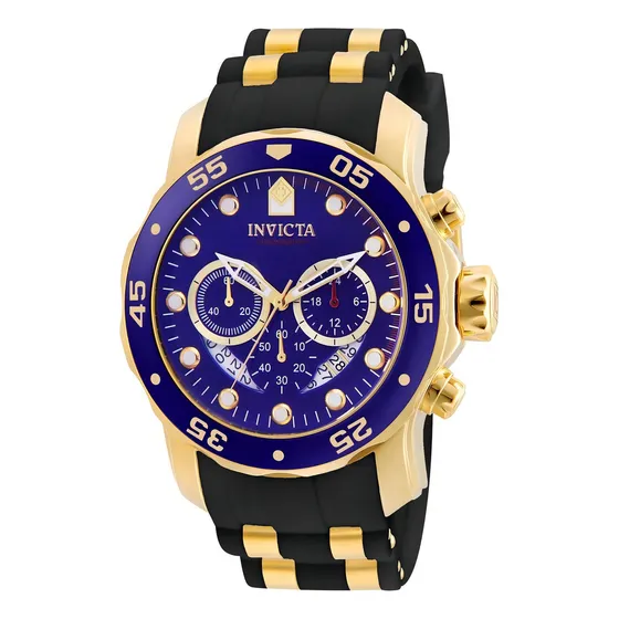 Reloj pulsera Invicta 6983 con correa de silicona color oro/negro - fondo azul