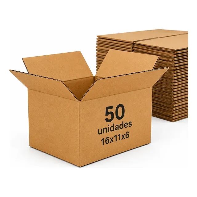 Kit 50 Caixa De Papelao 16x11x6 Embalagem Pequena Correios Marrom-claro