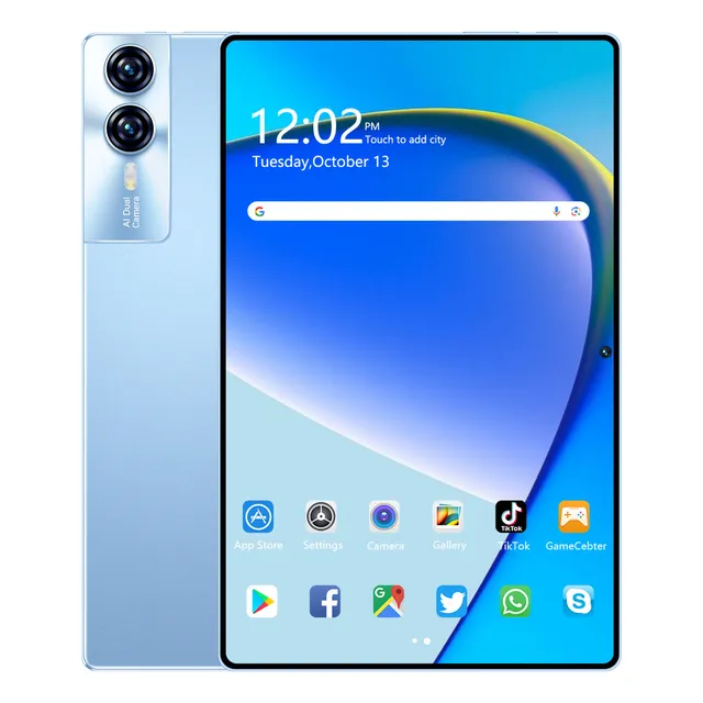 Tableta Android 13 S12 512GB +12GB Ram con Funda Adaptador para Audifonos Bluetooth Hancdon Azul Acero