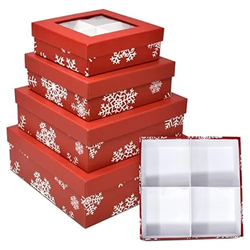 Cajas De Regalo De Galletas Navideñas Cuadradas Ventan...