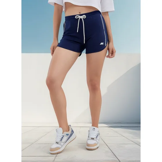Short New Athletic Aurora Azul Oscuro Con Blanco Mujer