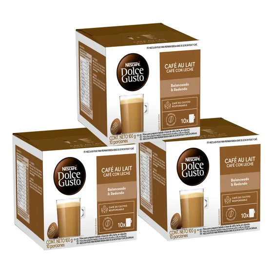 Pack 3 Café Nescafé Dolce Gusto® Café Au Lait 10 Cápsulas
