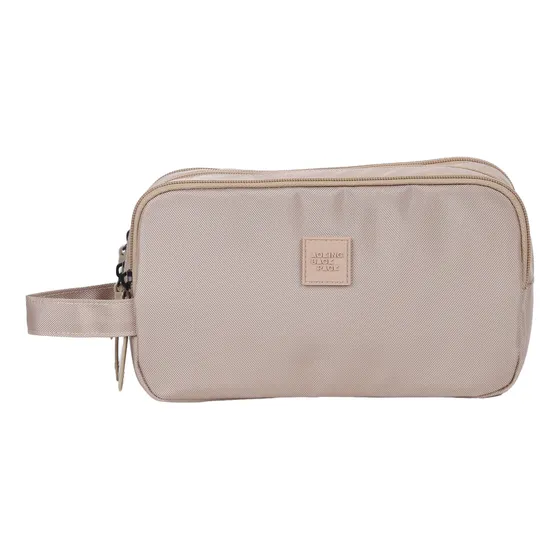 Neceser Necessaire Dama Hombre Aoking Color Beige Diseño de la tela Lisa