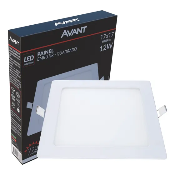 Painel Plafon Led 6w Quadrado Embutir Luminária - Avant
