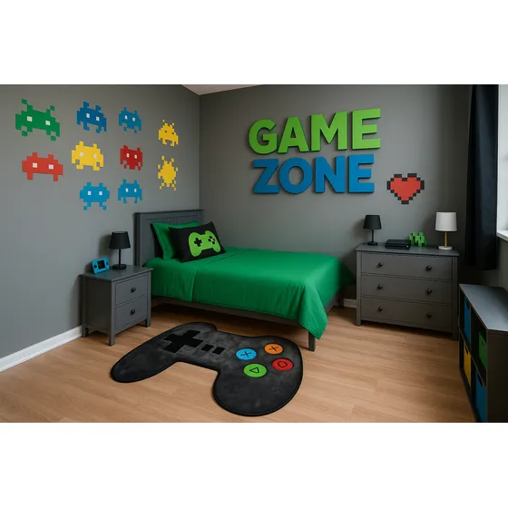 Tapete Infantil Quarto Pelúcia Controle Video Game 0,70x0,50