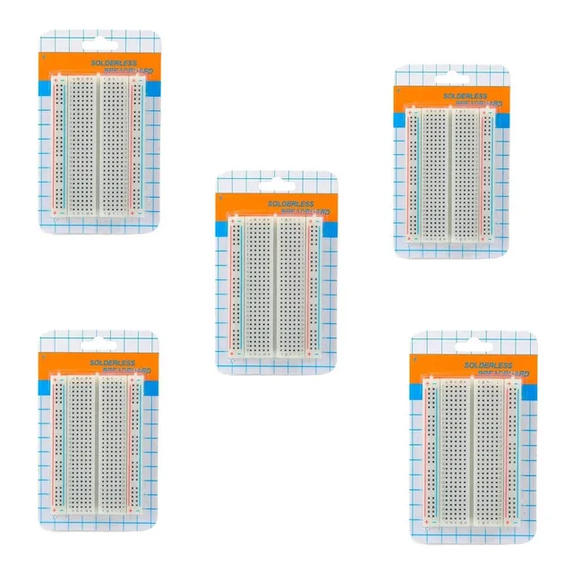 Tecneu 5 Piezas Protoboard 400 Puntos Breadboard Mb102 Para Arduino
