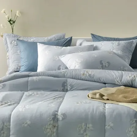 Jogo De Cama King 100% Algodão Jasmin 4 Peças Azul Karsten Estampado