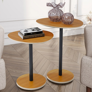 Conjunto Mesa Lateral Monopé Mdf Orgânica Haste Em Aço Preto Conjunto Mesa Lateral Monopé Mdf Orgânica Haste Em Aço Preto