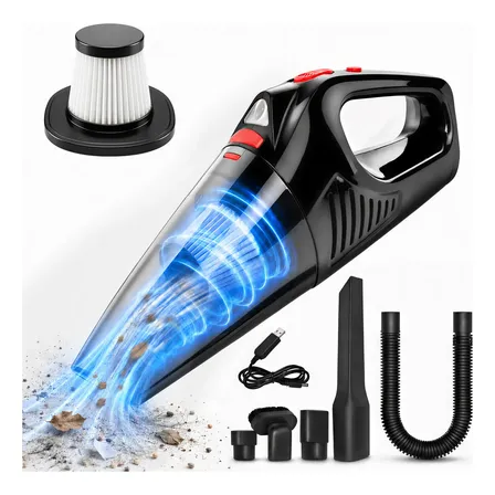 Foto de Aspirador De Pó Portátil Carro Sem Fio Com Led Alta Potência Preto 127/220v