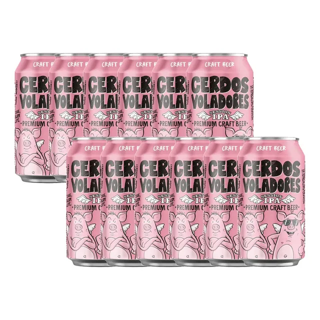 Pack 12 Cervezas Cerdos Voladores Lata 330cc