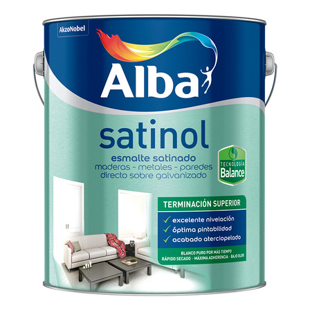 Alba Satinol Esmalte Satinado Al Agua Blanco 1 L Alba Satinol Esmalte Satinado Al Agua Blanco 1 L