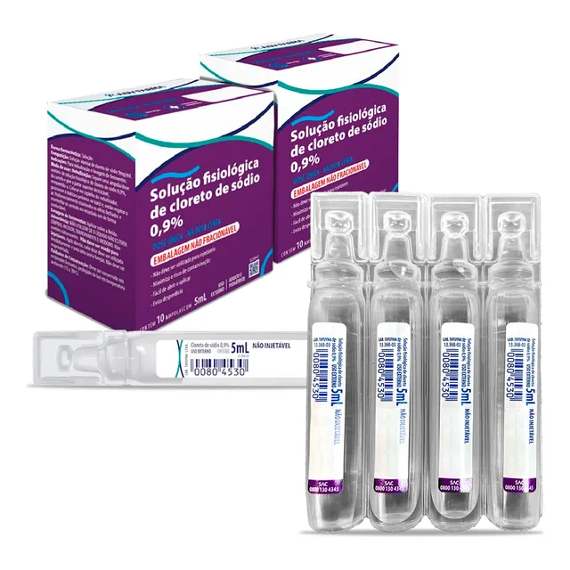 2x Caixa Soro Fisiologico Flaconete 5ml X 10 Flaconetes