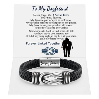 Qwnhoney Regalo Para Novio Pulsera De Cuero Con Nudo Infinit Qwnhoney Regalo Para Novio Pulsera De Cuero Con Nudo Infinit