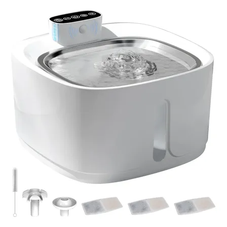 Bebedouro Para Gatos Sem Fio Com Sensor 3.2 L 3 Filtros 127/220v Branco