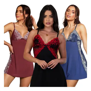 Kit 3 Camisolas Bicolor Renda ConfortĂĄvel Sensual Sem Bojo Kit 3 Camisolas Bicolor Renda ConfortĂĄvel Sensual Sem Bojo