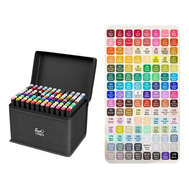 Conjunto Canetas Marcador Canetinha Ponta Dupla 120cores Kit Conjunto Canetas Marcador Canetinha Ponta Dupla 120cores Kit