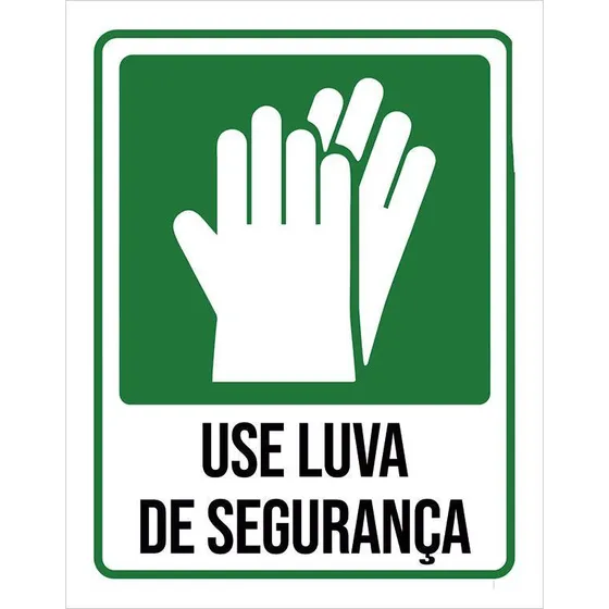 Placa Sinalização Use Luva Segurança 18x23