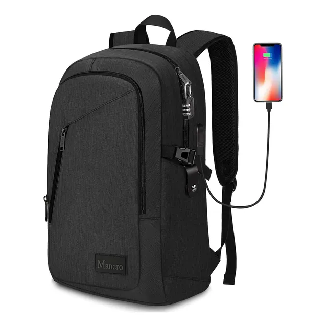 Mochila P/laptop De 17 In Mancro, Antirrobo C/cargador Usb