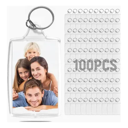 Pack 100 Llaveros Acrílico Portafoto Publicitario