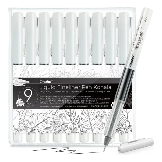 Set De 9 Tiralíneas Liquid Fineliner Pen - Ohuhu Kohala