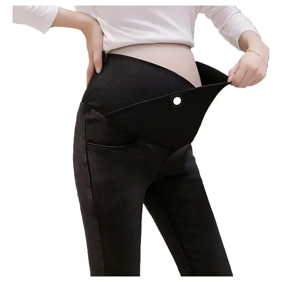 Pantalón Maternal Elasticado Estilo Jeansalgodón
