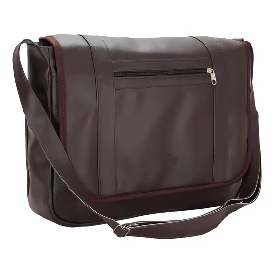 Bolsa Pasta Transversal Masculina Tiracolo Carteiro Motoboy Cor Marrom/Café