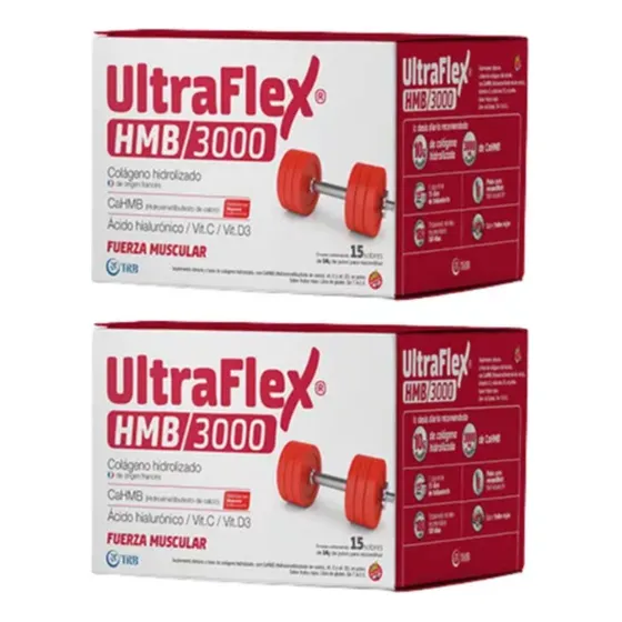 Combo X2 Ultraflex Hmb/3000 Fuerza Muscular De 15 Sobres