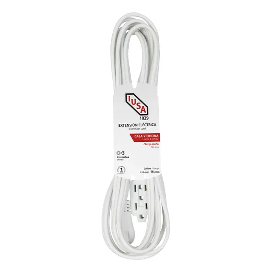 Multicontacto de 3 tomas Iusa 619344 color blanco largo del cable de 10 metros