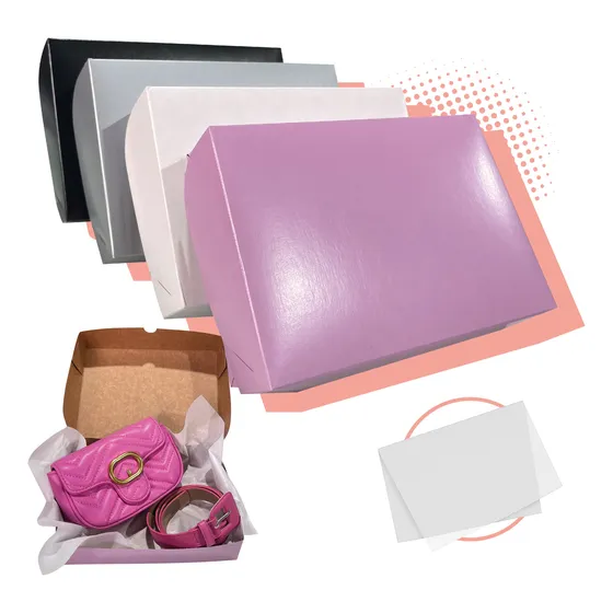 Kit 20 Caixas De Presente Com Papel De Seda 22x15,5x5cm
