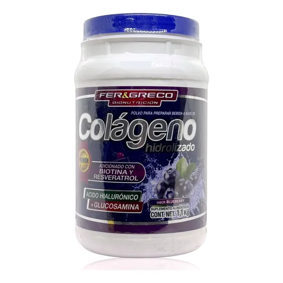 Suplemento En Polvo Fer & Greco  Colágeno Hidrolizado Sabor Blueberry En Pote De 1.1kg