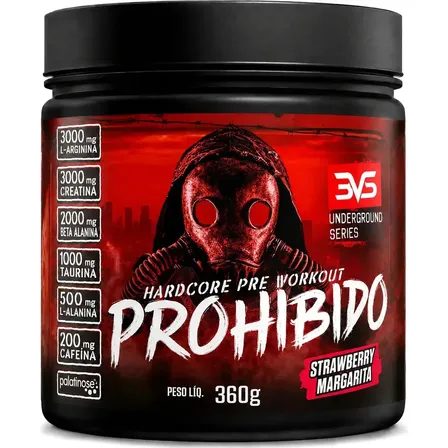 Pré Treino Prohibido Com Creatina E Beta Alanina 360g - Sabor: Strawberry Margarita - 3VS Nutrition