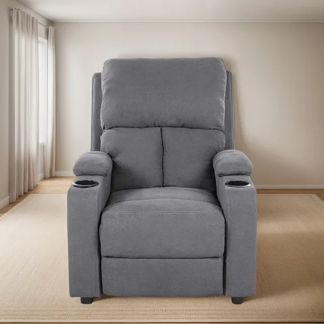 Sillón Reclinable Gris Con Porta Vasos Envío A Provincia 