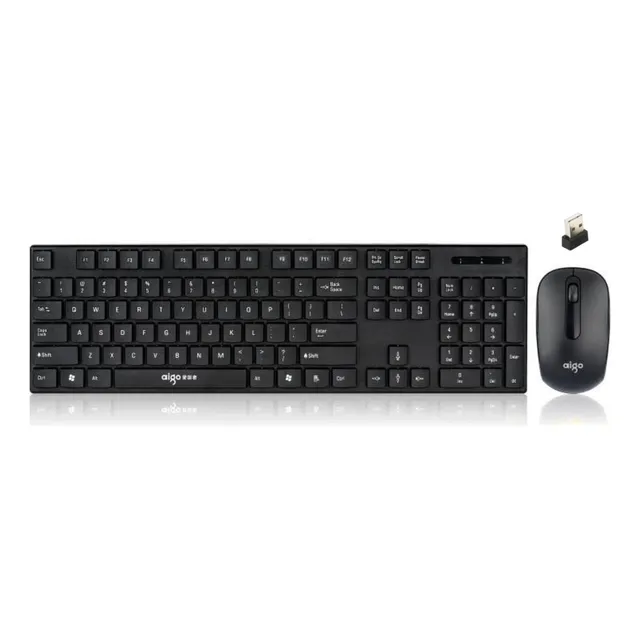 Kit Teclado Y Mouse Inalámbrico Compatible Laptop Tablet Pc Mouse Negro Teclado Negro