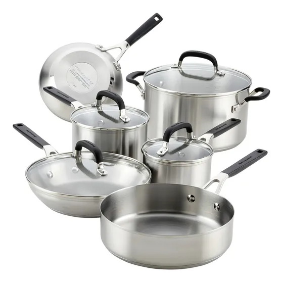 Kitchenaid 71017 Conjunto de utensílios de cozinha de aço inoxidável de cor de aço inoxidável de 10 peças
